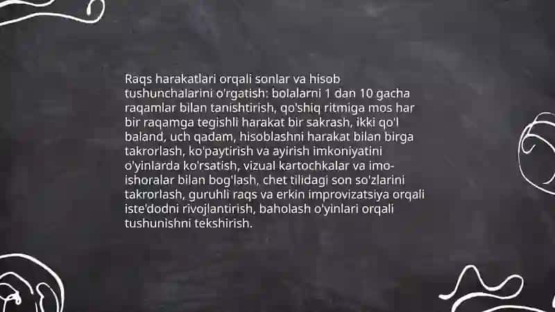 Chet tilida qo'shiq va raqs o'rgatish orqali maktabgacha yoshdagi bolalarning so'z boyligini kengaytirish 4