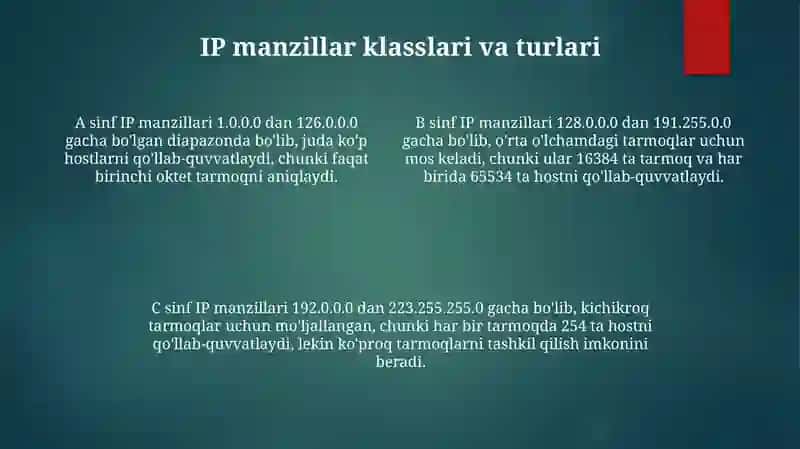 IP manzillash tizimi va subnetlash prinsplari 4