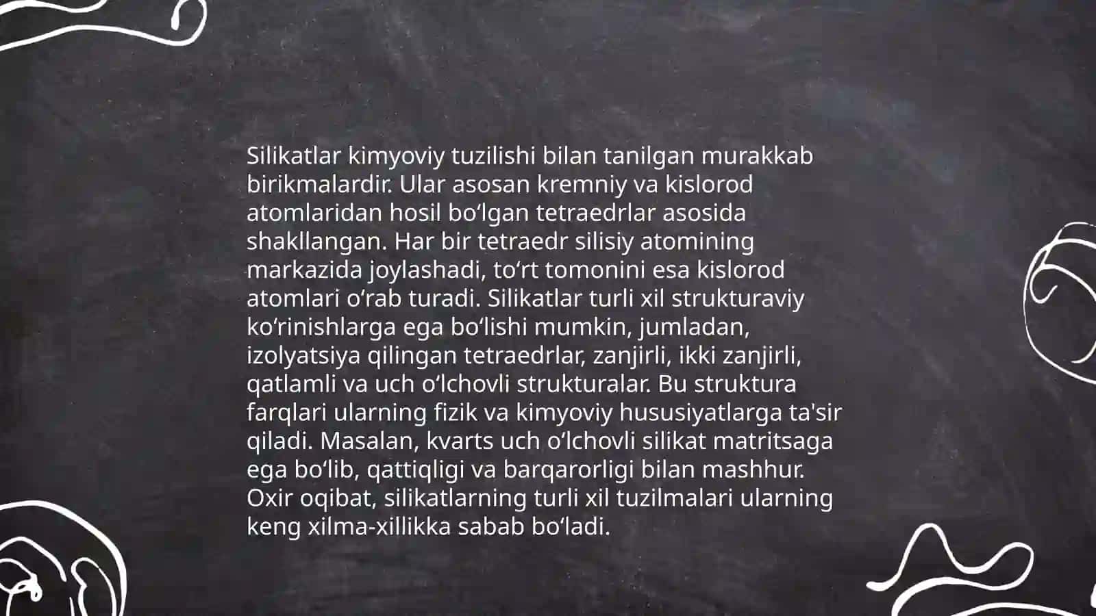 Tabiiy silikatlarning namunalari bilan tanishish va uning eng muhim birikmalari 4