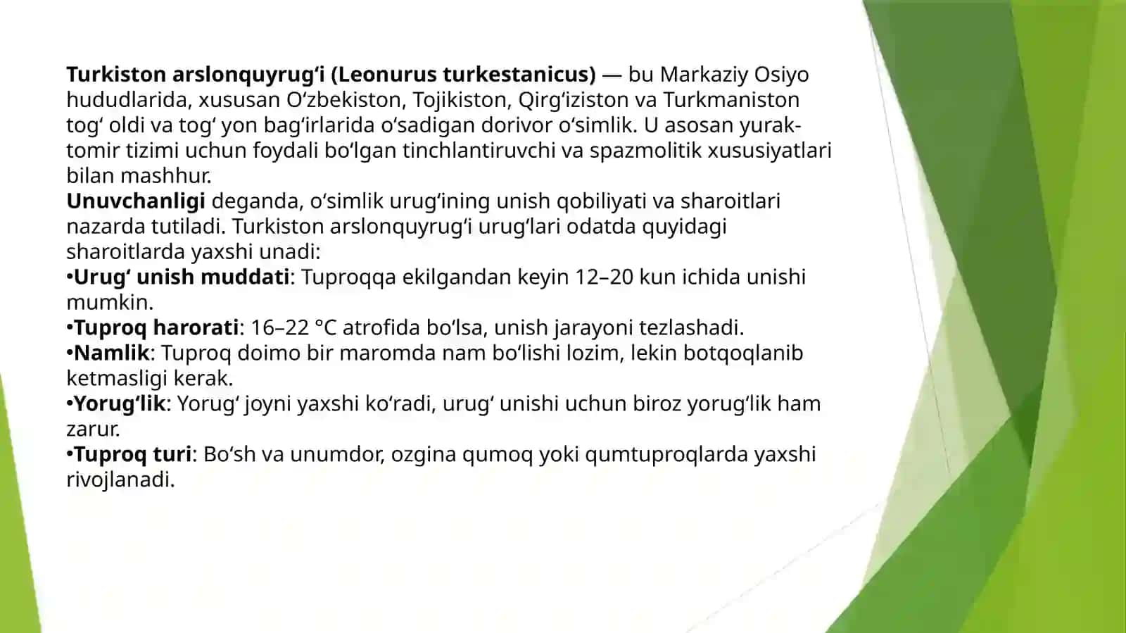 Turkiston Arslonquyrug`ining O`simligini va Urig`chiligi 4