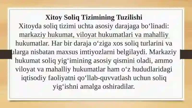 XITOY XR SOLIQ TIZIMI VA O’ZIGA XOS XUSUSIYATLARI 4