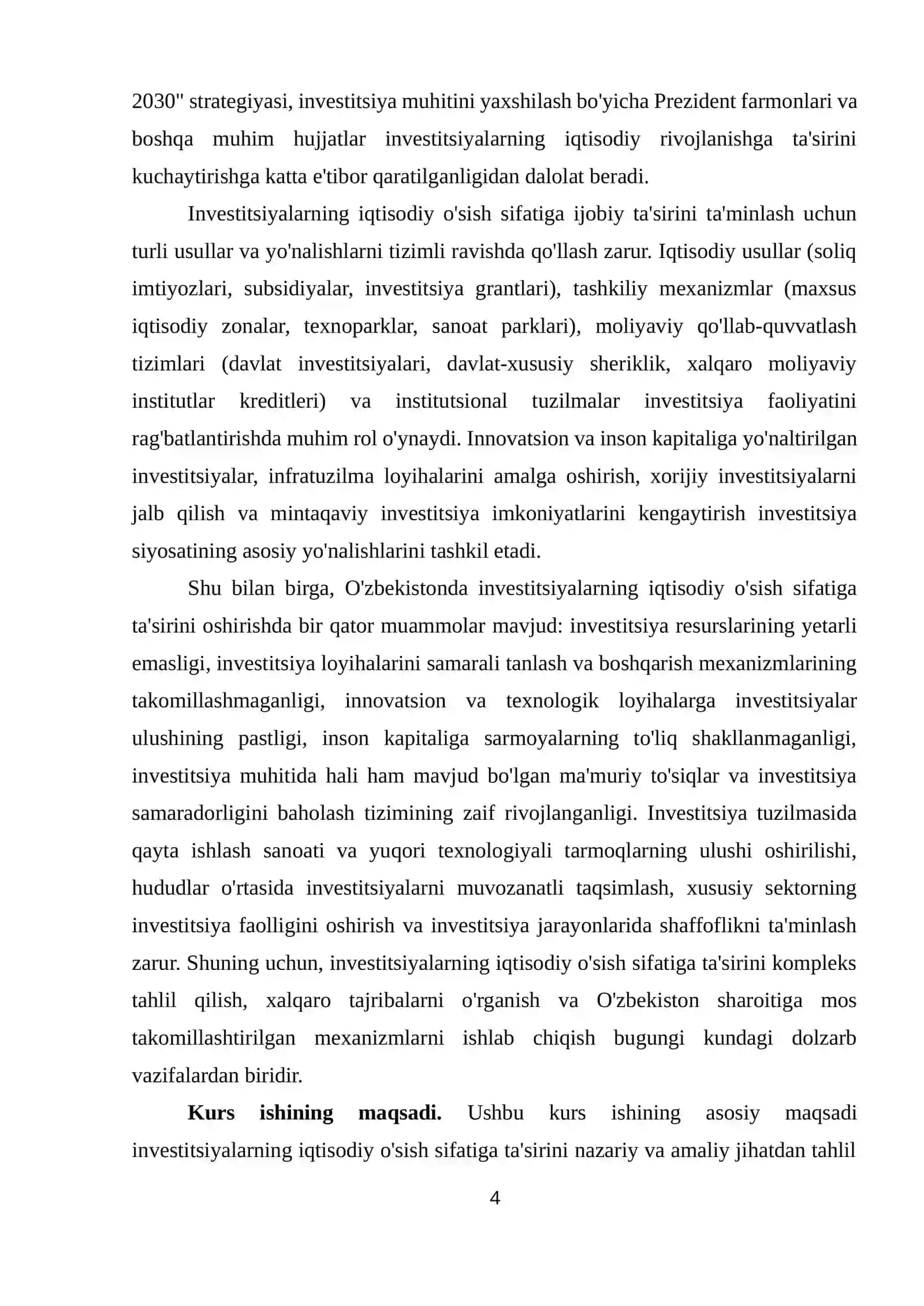 Investitsiyalarning iqtisodiy o'sish sifatiga tasirini oshirishning nazariy asoslarini takomillashtirish 4