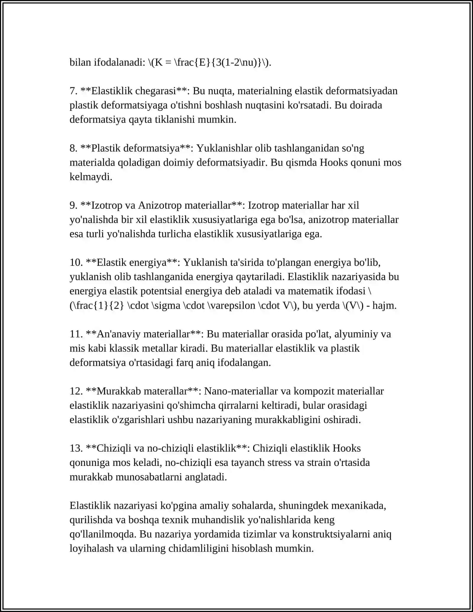ELASTIK MUHITDA DEFORMATSIYALAR VA KUCHLANISHLAR 4