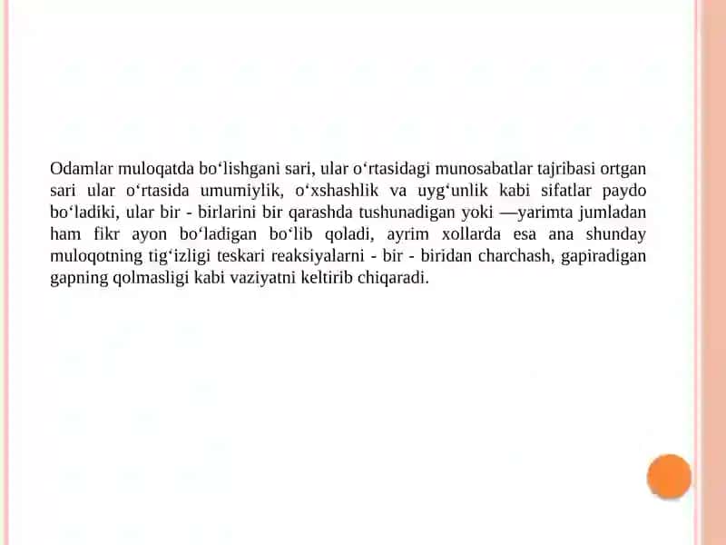 Shaxs insoniy munosabatlar tizimida. Muomala texnikasi va strategiyasi 4