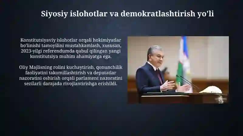Yangi O'zbekistonda Prezident Sh M. Mirziyoyev rahbarligi va tashabbusi ostida 4