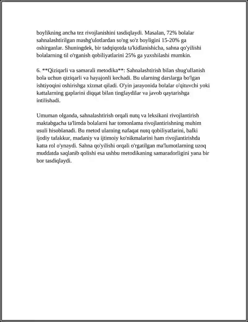 MAKTABGACHA TA'LIM TASHKILOTIDA SAHNALASHTIRISH FAOLIYATNING AHAMIYATI 4
