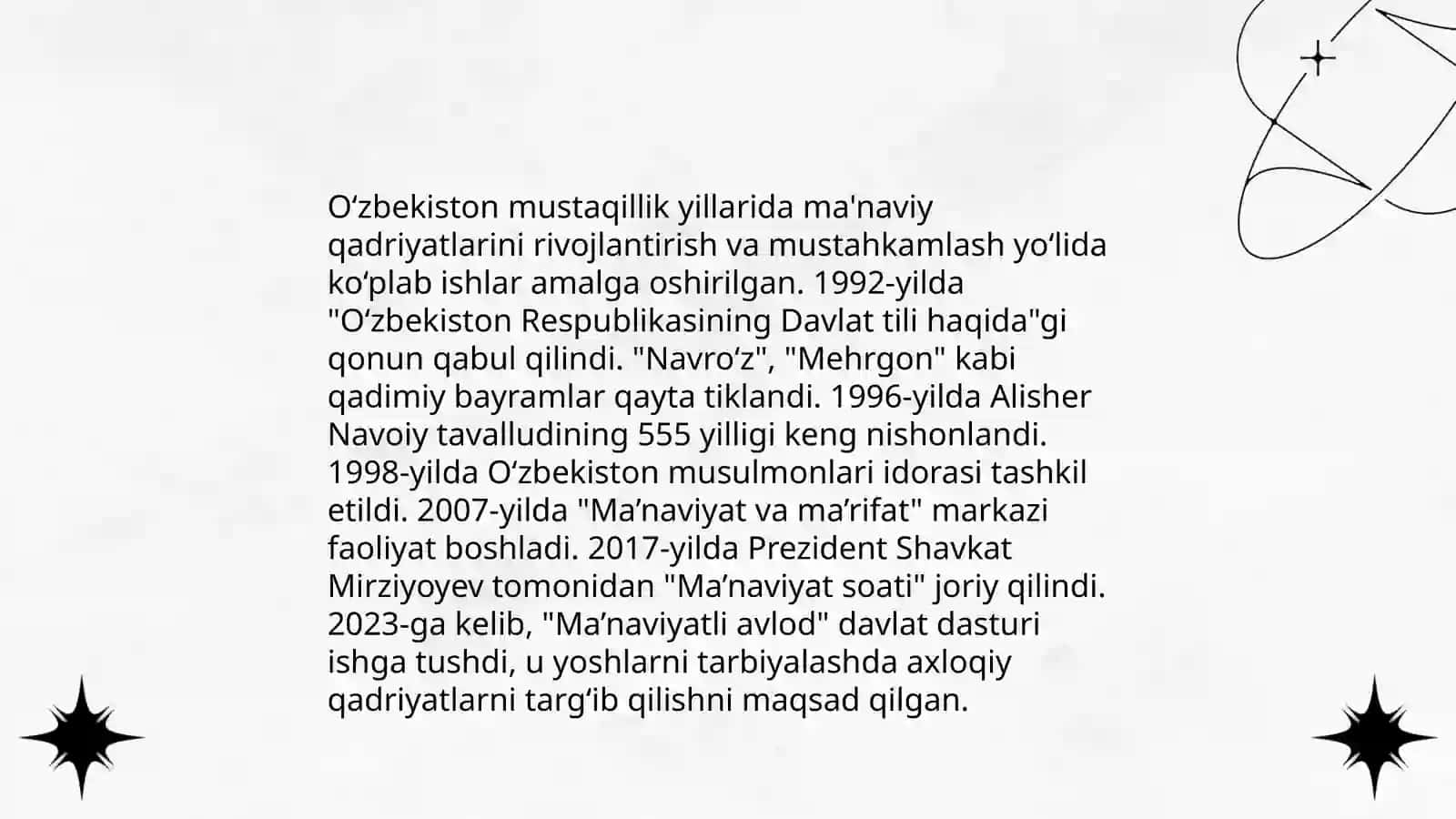 Mustaqillik Yillarida O'zbekistondagi Ma'naviy va Madaniy Taraqqiyot 4