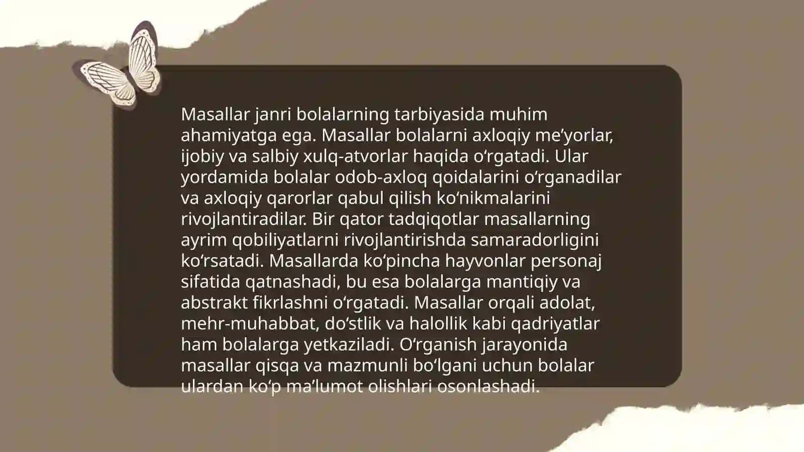 Masal janriga xos matnlar ustida ishlash metodikasi 4