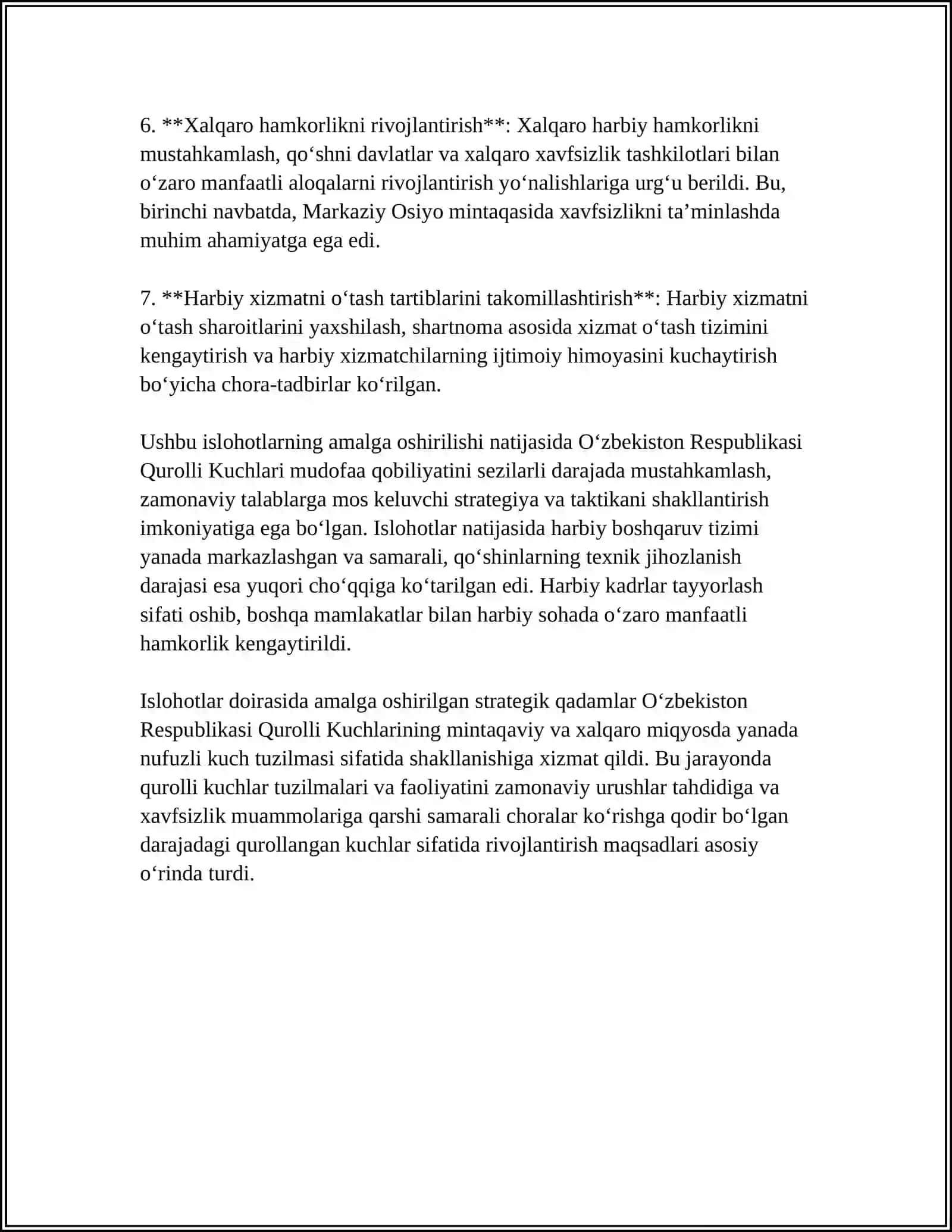 OʻZBEKISTON RESPUBLIKASI QUROLLI KUCHLARIDA OLIB BORILAYOTGAN ISLOXOTLAR,2 BOSQICH 2002-2005 YILLAR 4