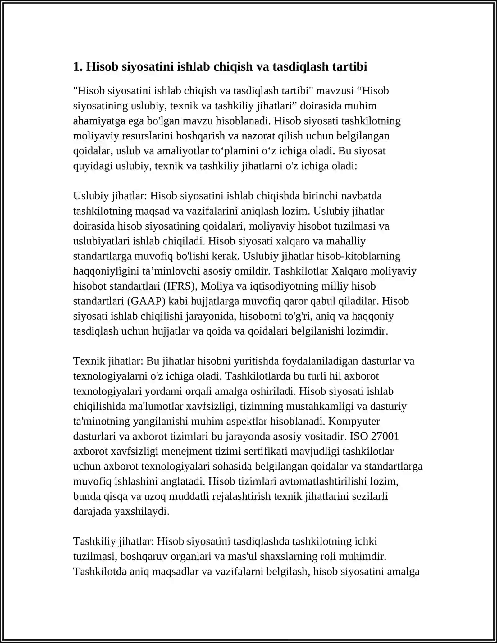 Hisob Siyosatining Uslubiy, Texnik va Tashkiliy Jihatlari 4