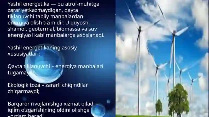 Oʻzbekistonda  ,,yashil energetikaʼʼni rivojlantirish istiqbollari 4