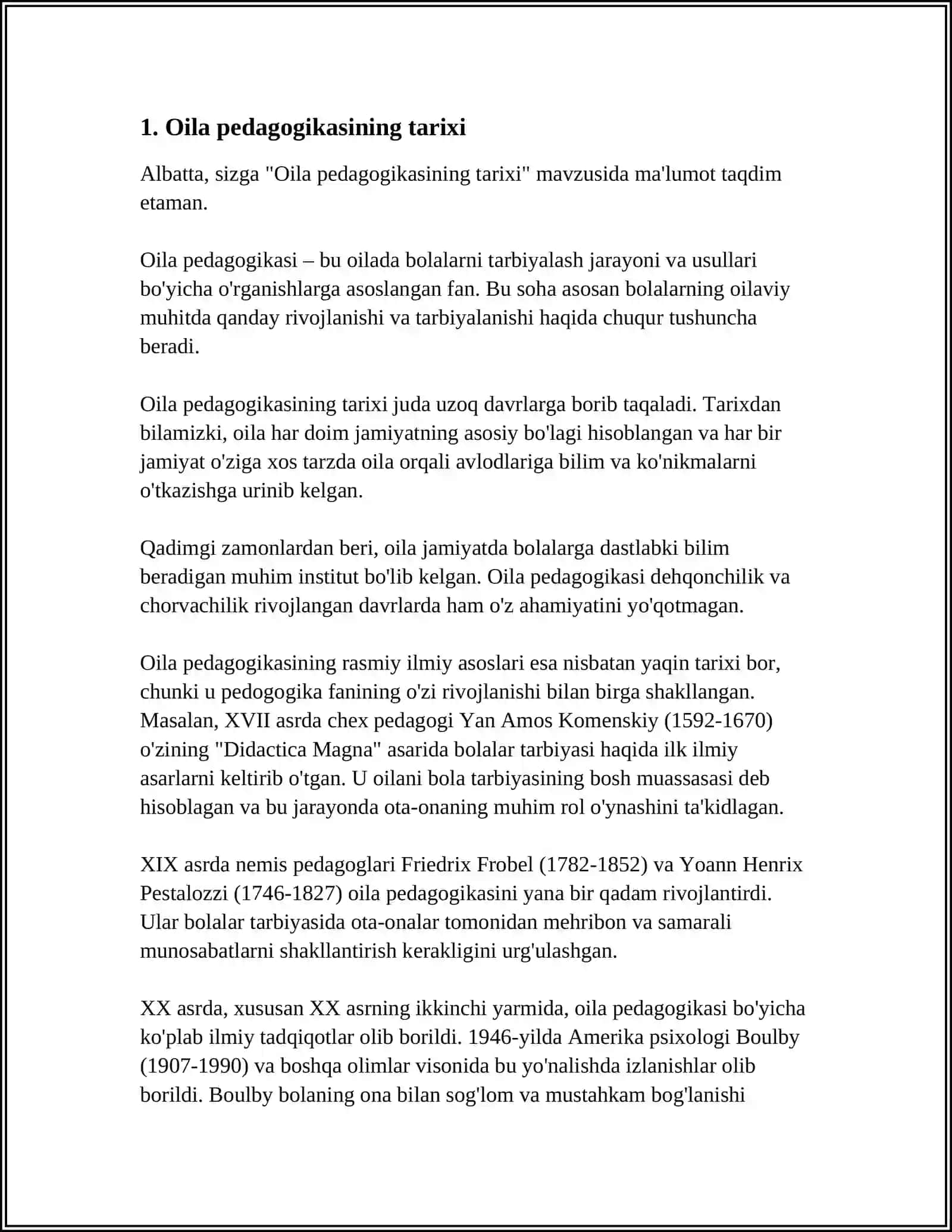Oila Pedagogikasi va uning milliy o'ziga xos xususiyatlari 4