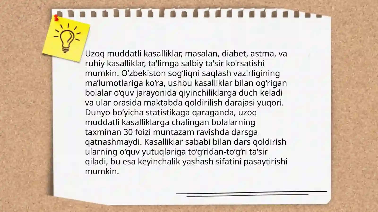 Tibbiyot muassasalari statsionarlarida uzoq muddatli davolanayotgan bolalar uchun taʼlim muhitini yaratish 4