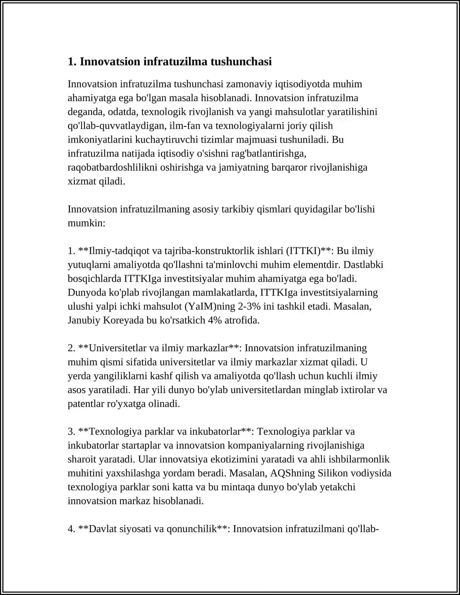INNOVATSION INFRATUZILMANI SHAKLLANISHDA JAHONNING RIVOJLANGAN DAVLATLARINI ILG'OR TAJRIBALARI 4