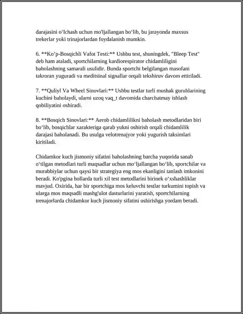 TRINAJORLARDA (CHIDAMKOR KUCH) JISMONIY SIFATINI OSHIRISH 4