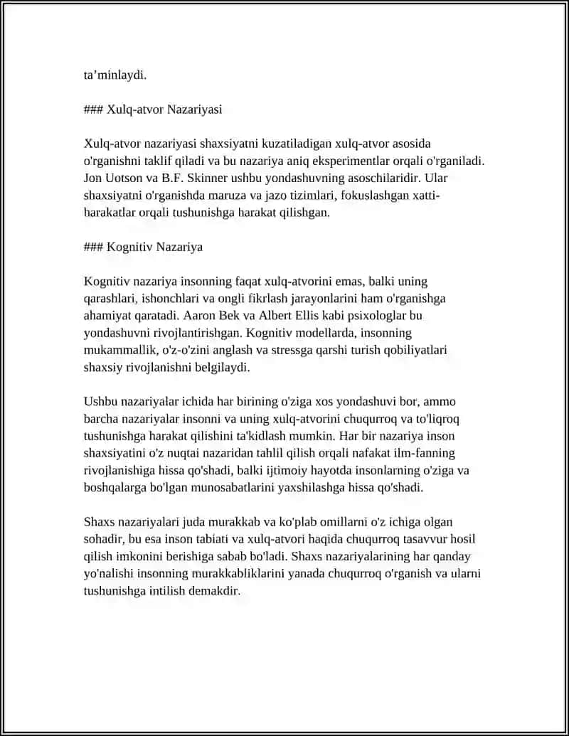 SHAXS NAZARIYALARI. ENDOPSIXIKA EGZOPSIXIKA REFERAT TAYYORLASH 4