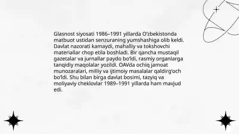 Qayta qurish siyosatining Oʻzbekistondagi siyosiy tizimga taʼsiri 4