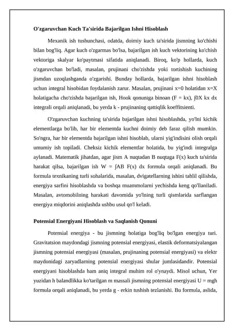 Aniq integralning mexanika va texnikada tadbiqlari 4