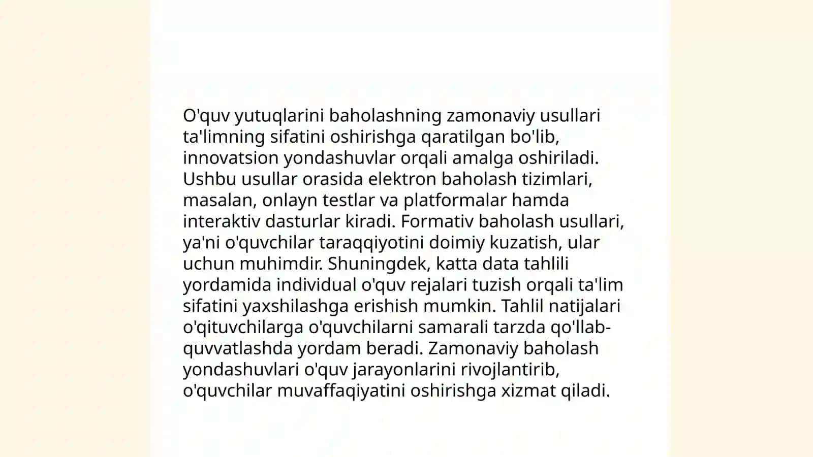 O'quvchilar bilimini, faoliyatini nazorat qilish yo'llarini ishlab chiqish 4
