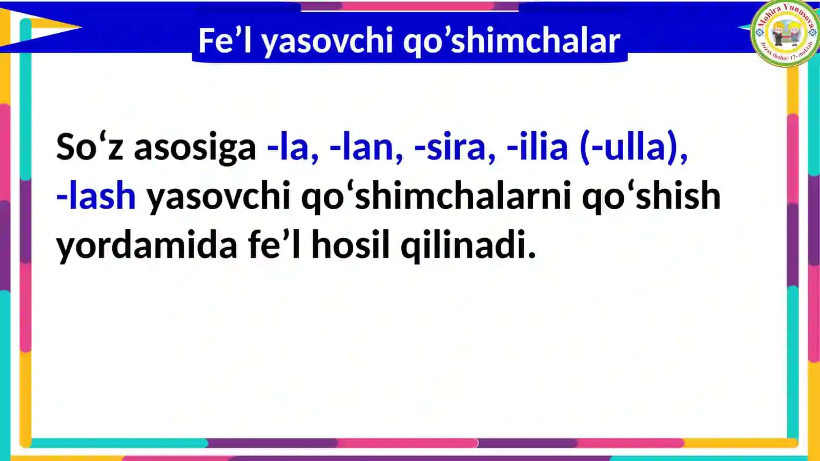 Fe'lyasovchi qo'shimchalarning imlosi 4