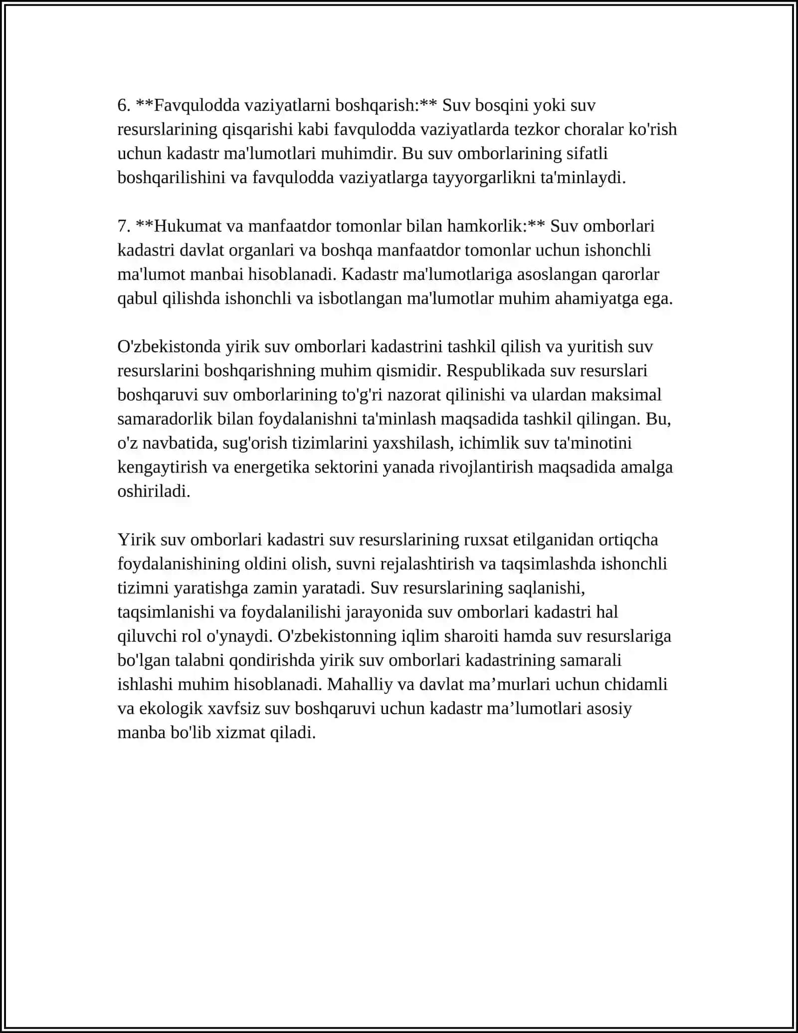 Yirik suv omborlari kadastrini yuritish tartibi va maqsadlari 4