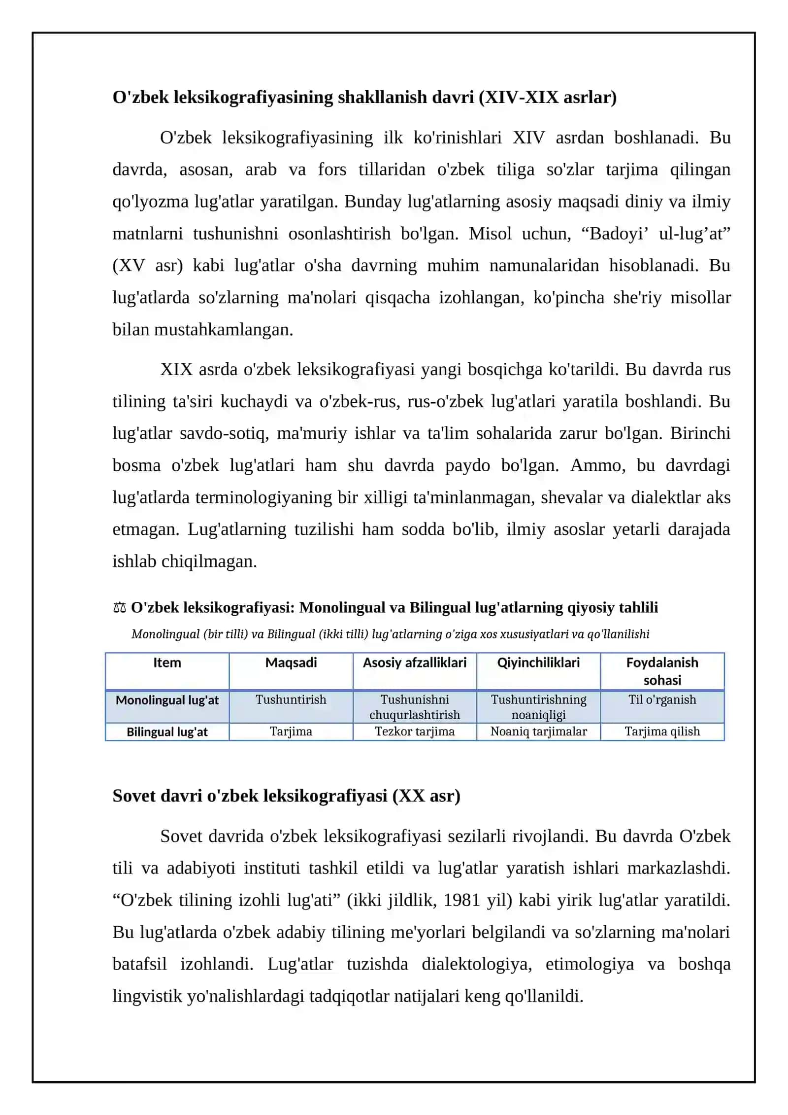 O'zbek leksikografiyasi.Bir tilli va ikki tilli lug’atlar bilan tanishish 4