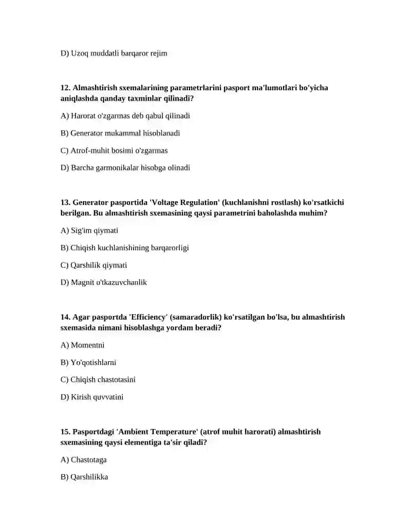Geniratorning almashtirish seximalari parametrlarini pasport parametrlari boyicha aniqlash 4