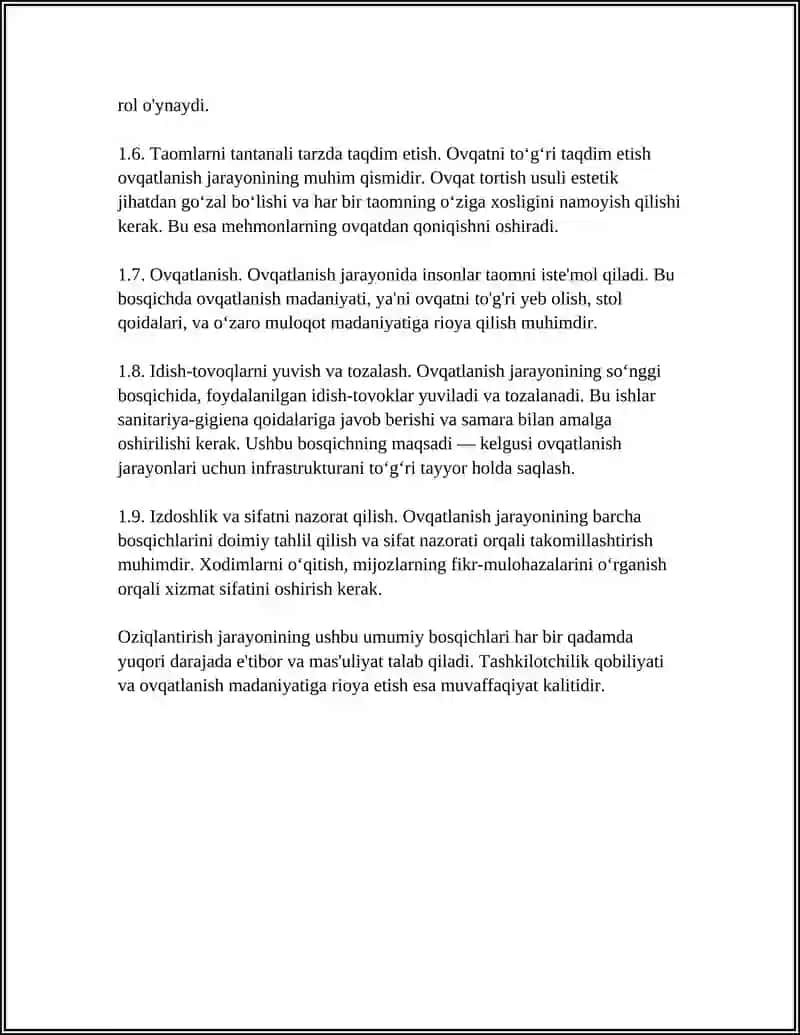 AHOLI VA TURISTLAR OVQATLANISHINI TASHKIL ETISH 2 4