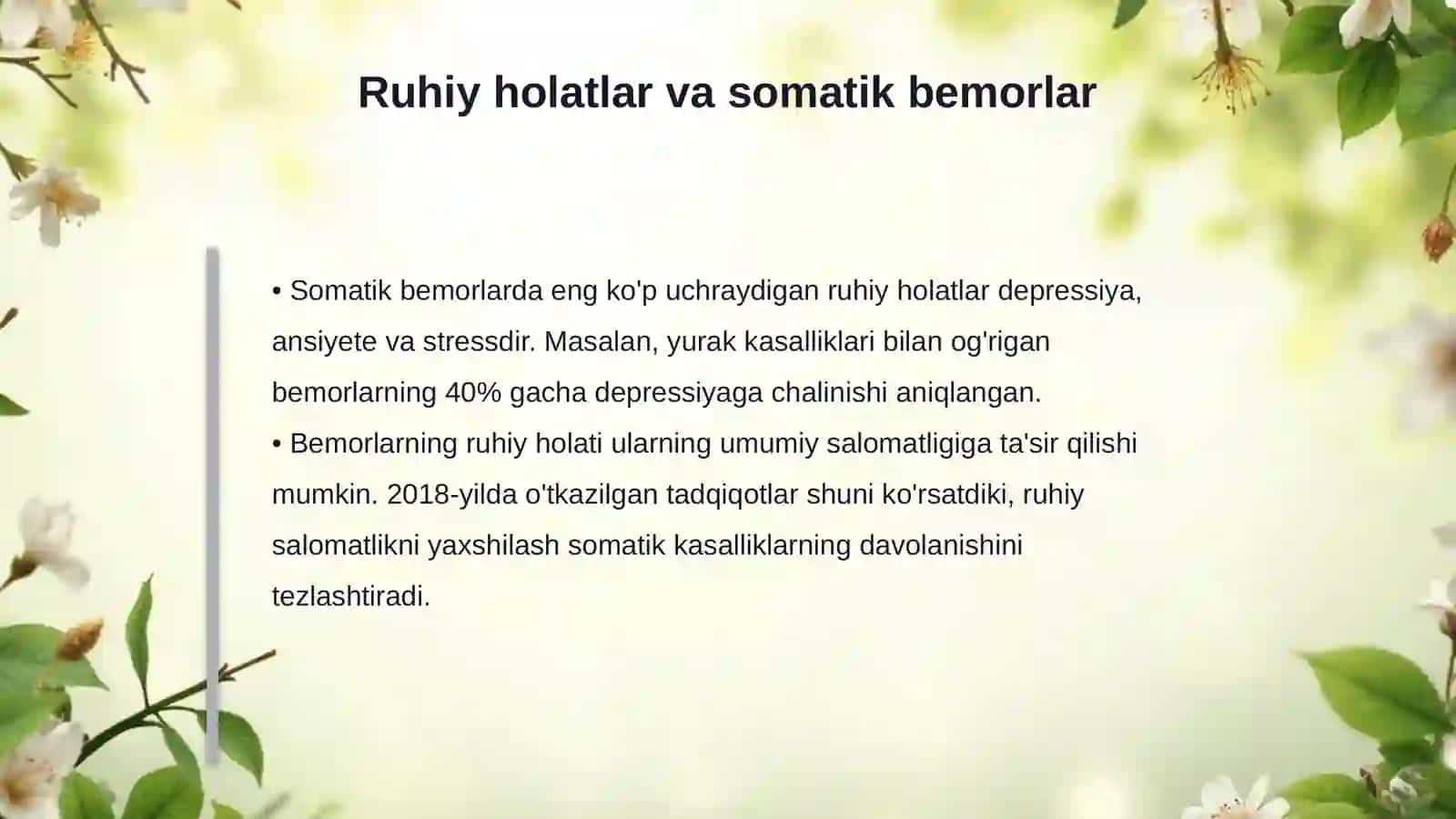 Somatik bemorlarda kuzatiladigan ruhiy o'zgarishlar va bemorlarni davollash tadbirlari 4
