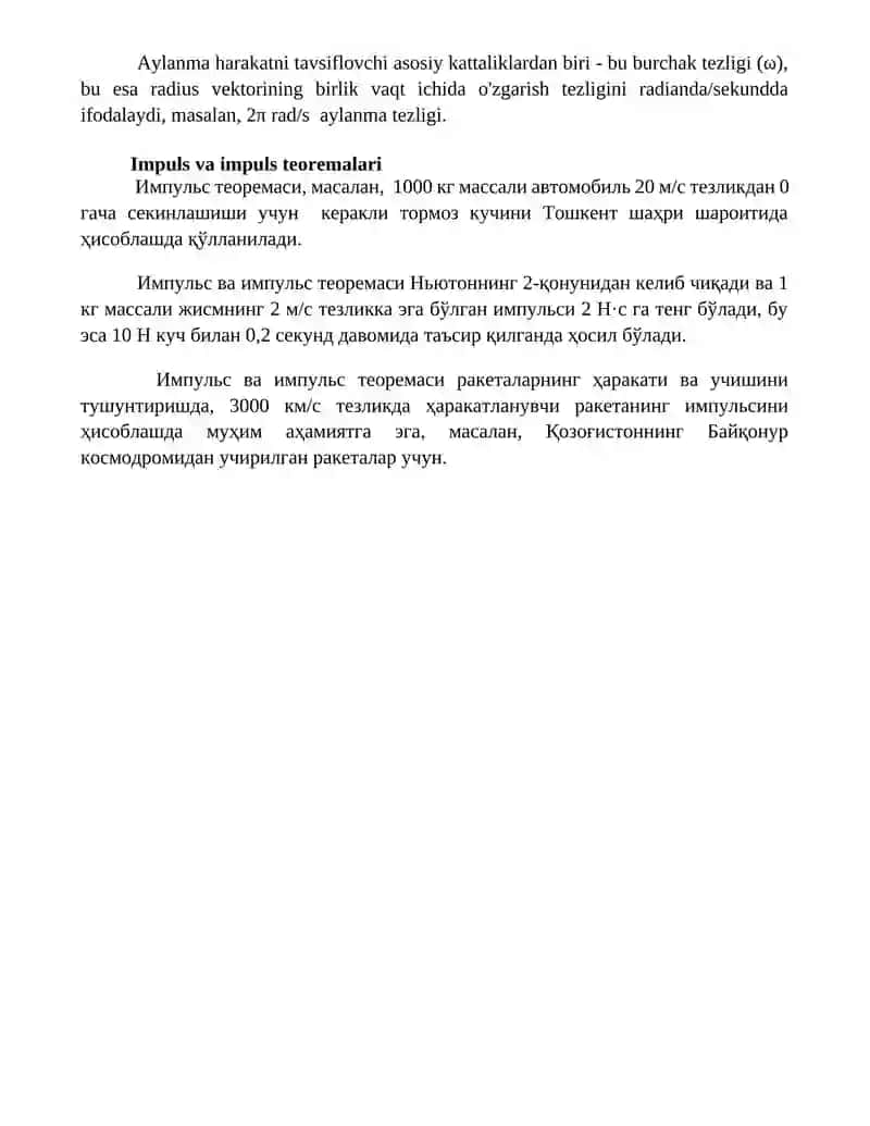 Nazariy mexanika fanidan yozib ber 4