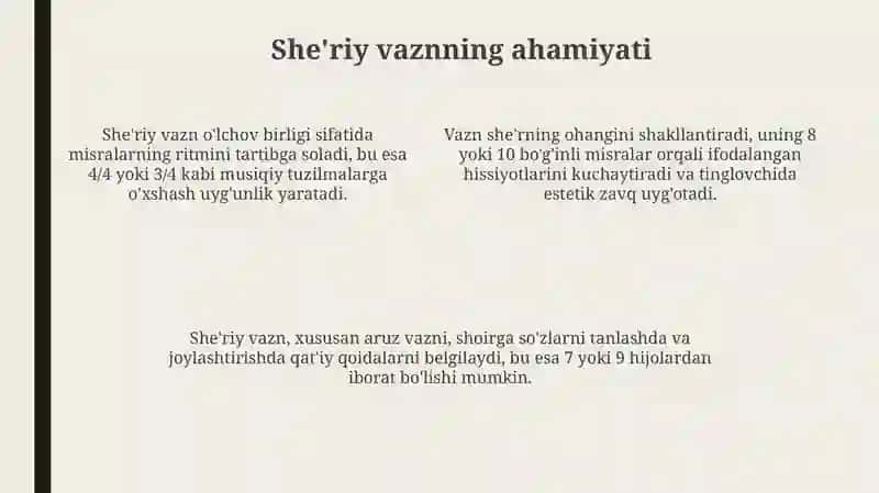 Barmoq vaznli she'rlarni ifodali o'qish 4