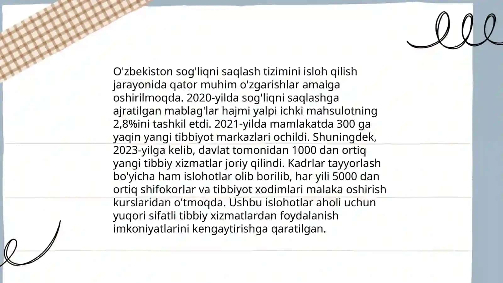 O'zbekiston Respublikasid ijtimoiy sohadagi islohatlar 4