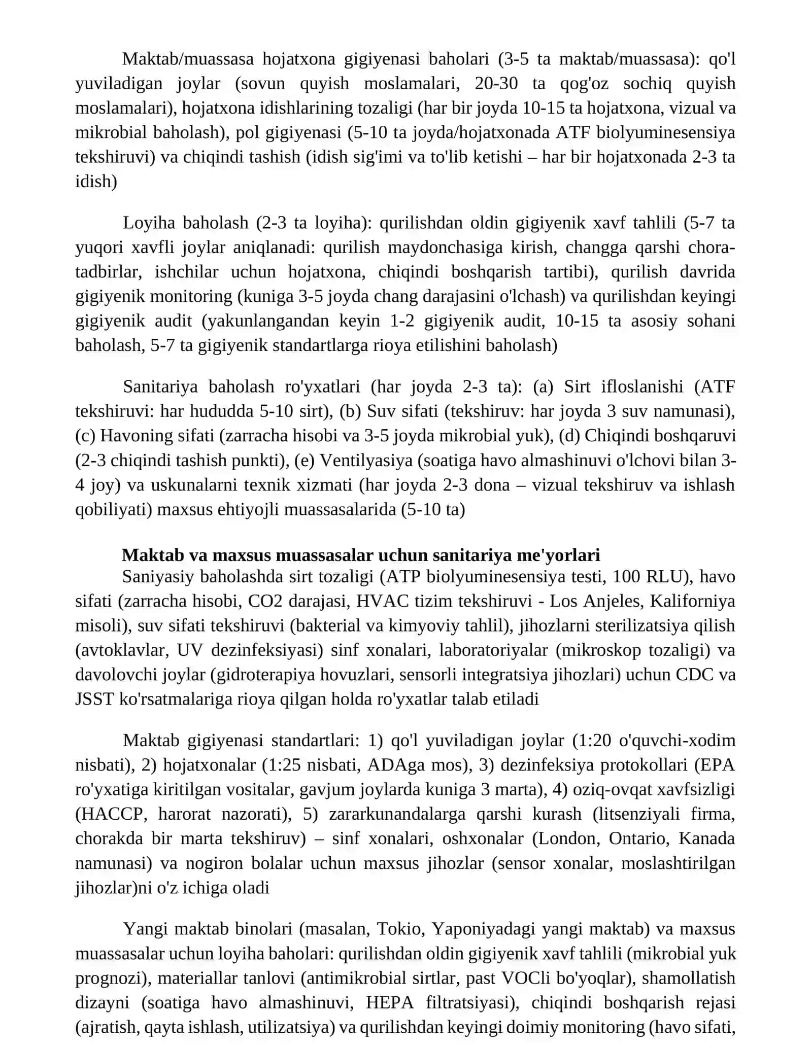 Sanitariya holatini va jihozlarini gigiyenik baholash 4