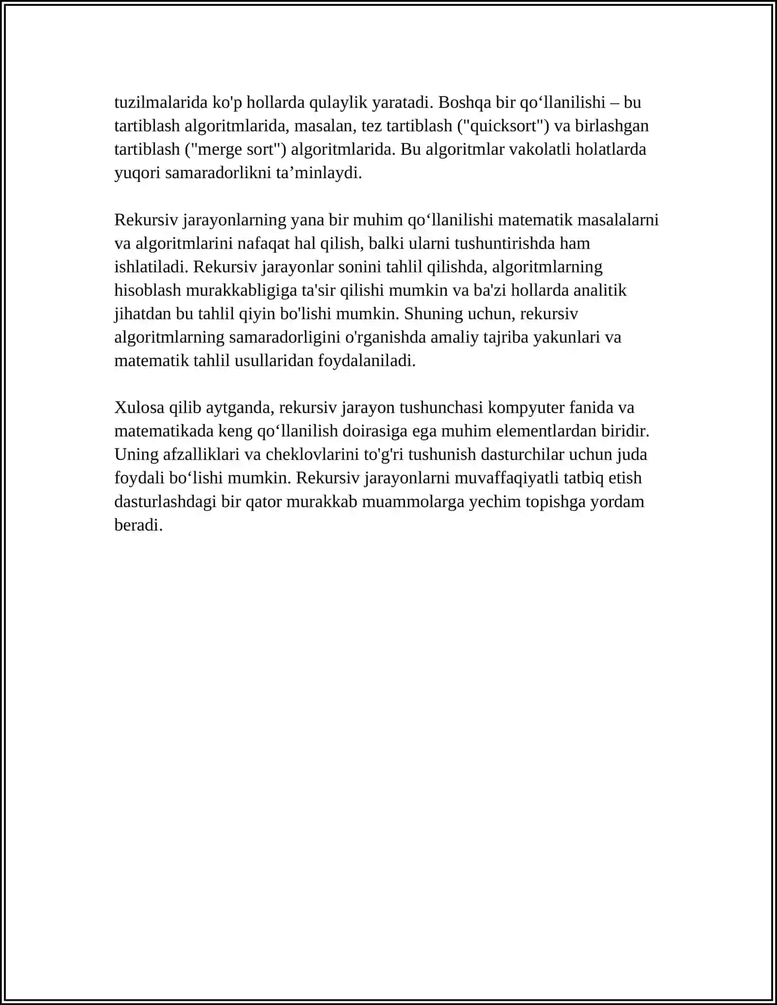 REKRUSIV JARAYONLARNI TASHKIL ETISH 4