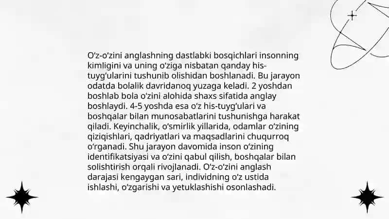 Ilk bolalik davrida oʻz-oʻzini anglashning rivojlanishi va 3 yosh inqirozi 4