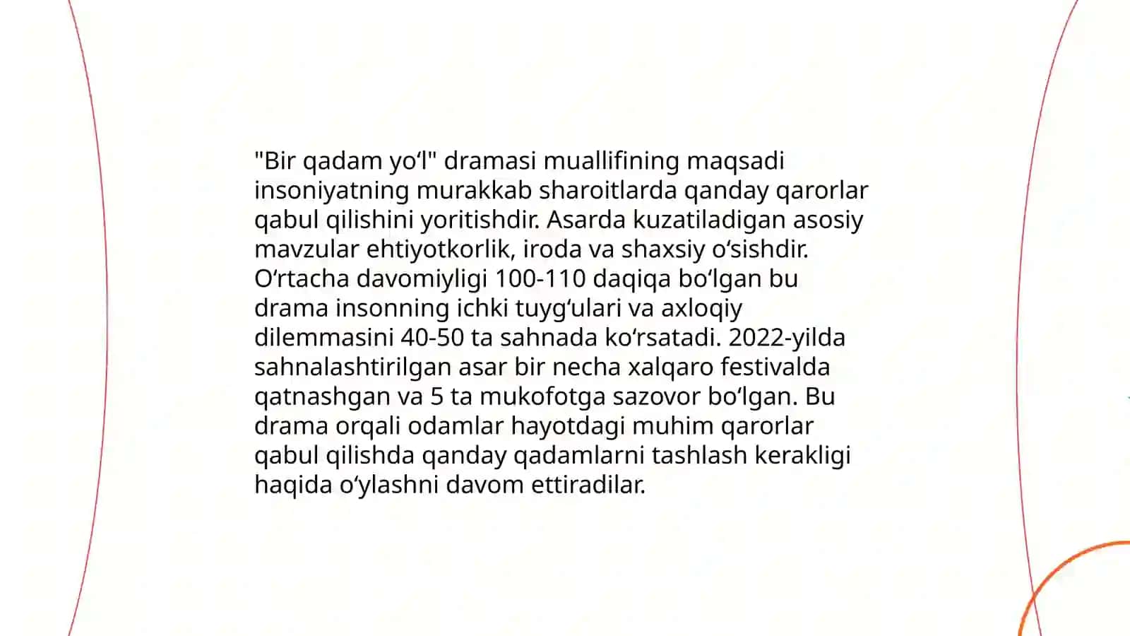 Mustaqillik davri drammaturgiyasi usmon azim bir qadam yo'l asari tahlili 4