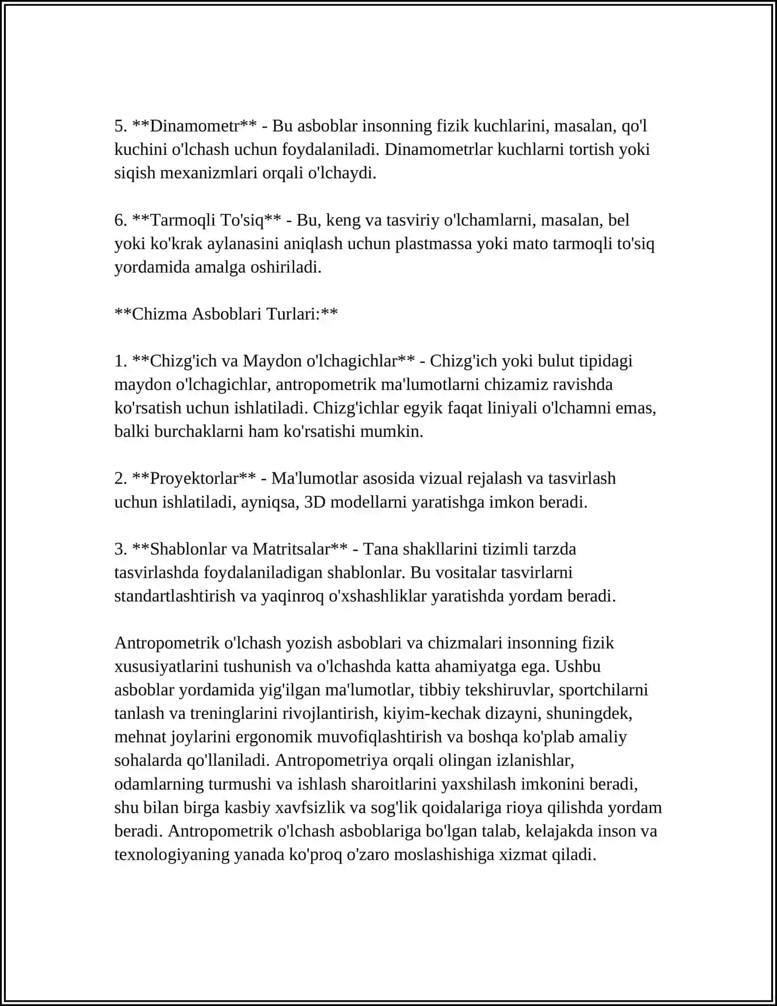 ANTROPOMETRIK ÕLCHASHLAR HAQIDA YOZISH ASBOBLARINI CHIZISH 4