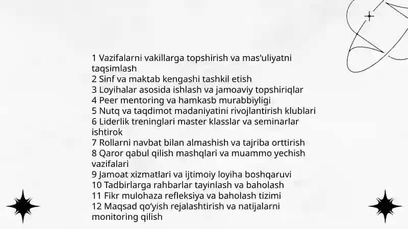 Sinf rahbarining oʻquvchilar jamoasi bilan ishlash usullari 4