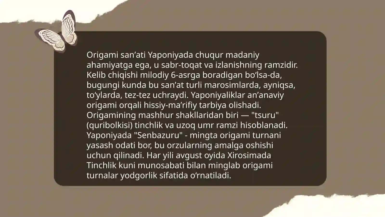 Origami sa'natining rivojlanish tarixi. Origami usulida o'yinchoq yasash.  Yumshoq o'yinchoqlar to'qish texnalogiyasiva bu usulni o'rganishning ahamiyati. 4