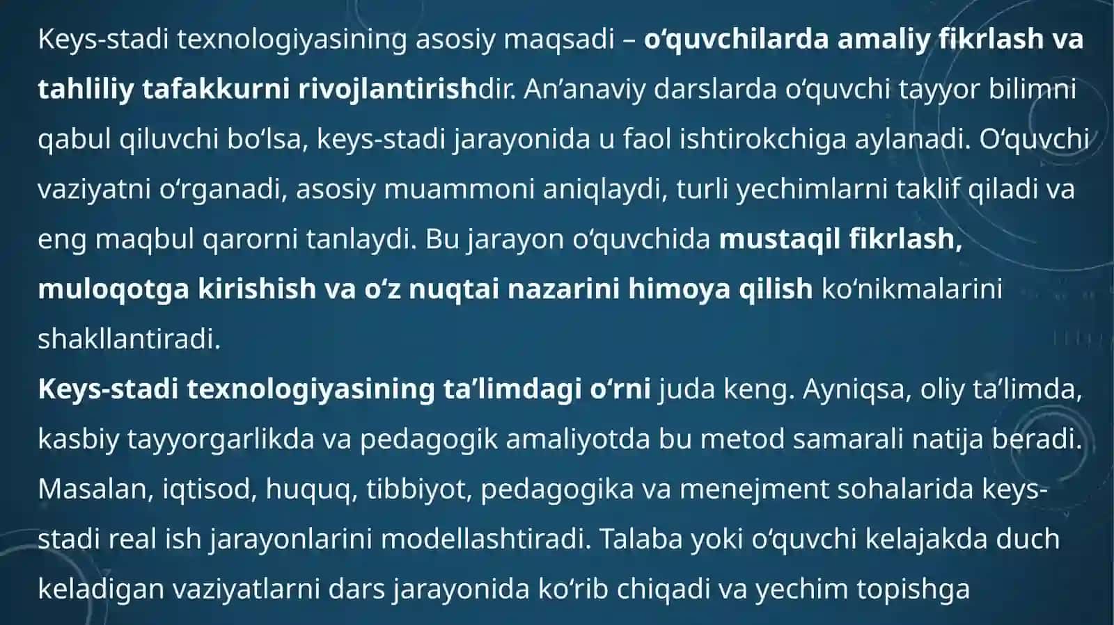 Keys-stadi(Case study) texnologiyasi va o‘yintexnologiyasi 4