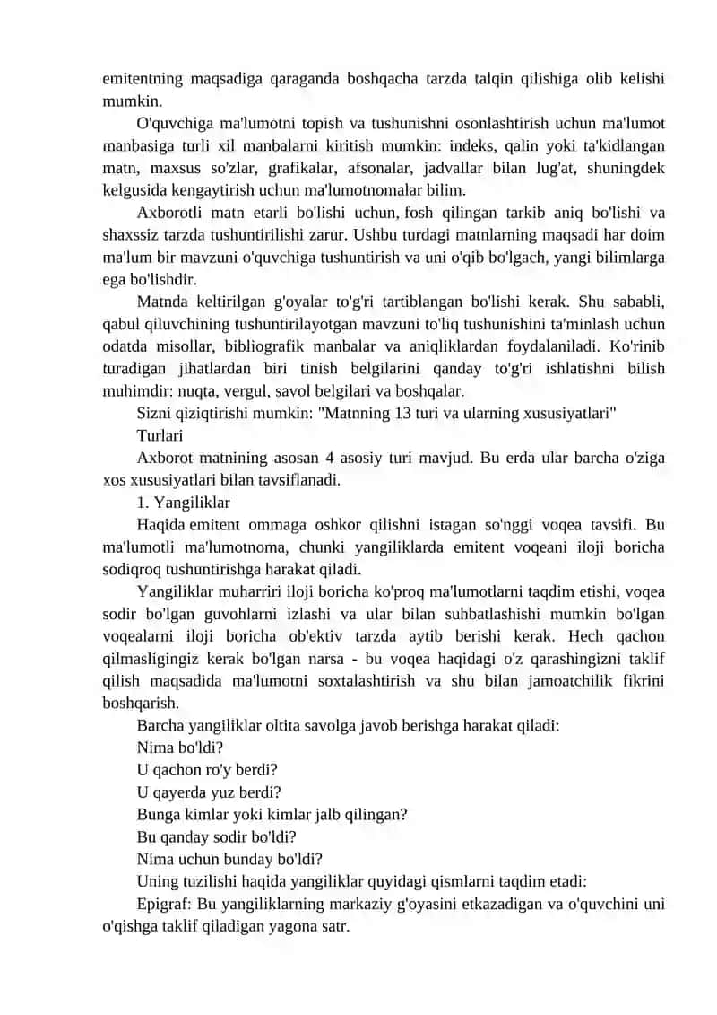 Axborot matnlari bilan ishlash va media madaniyat 4