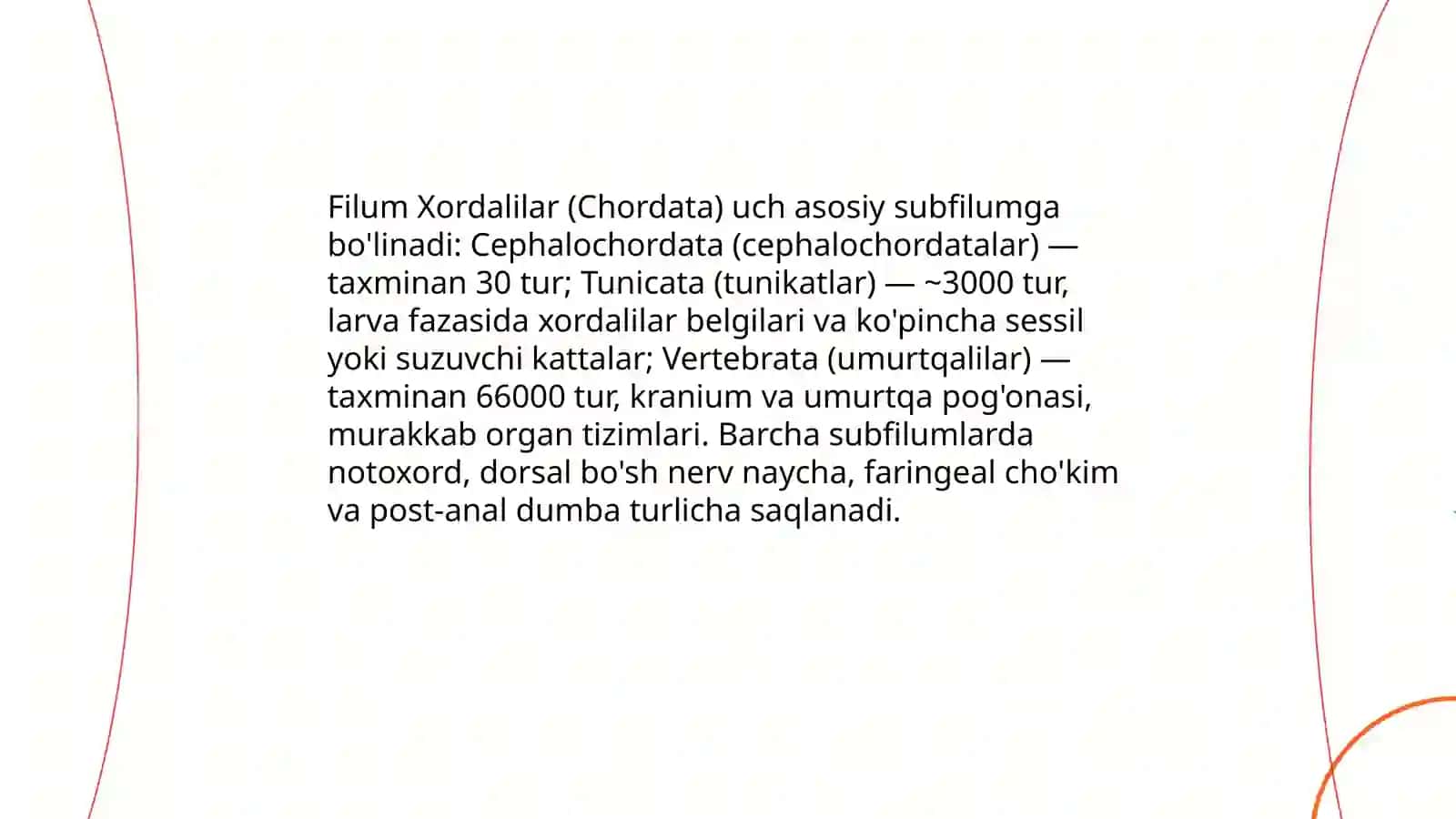 Xordalilar tipining umumiy tavsifi va sistematikasi 4