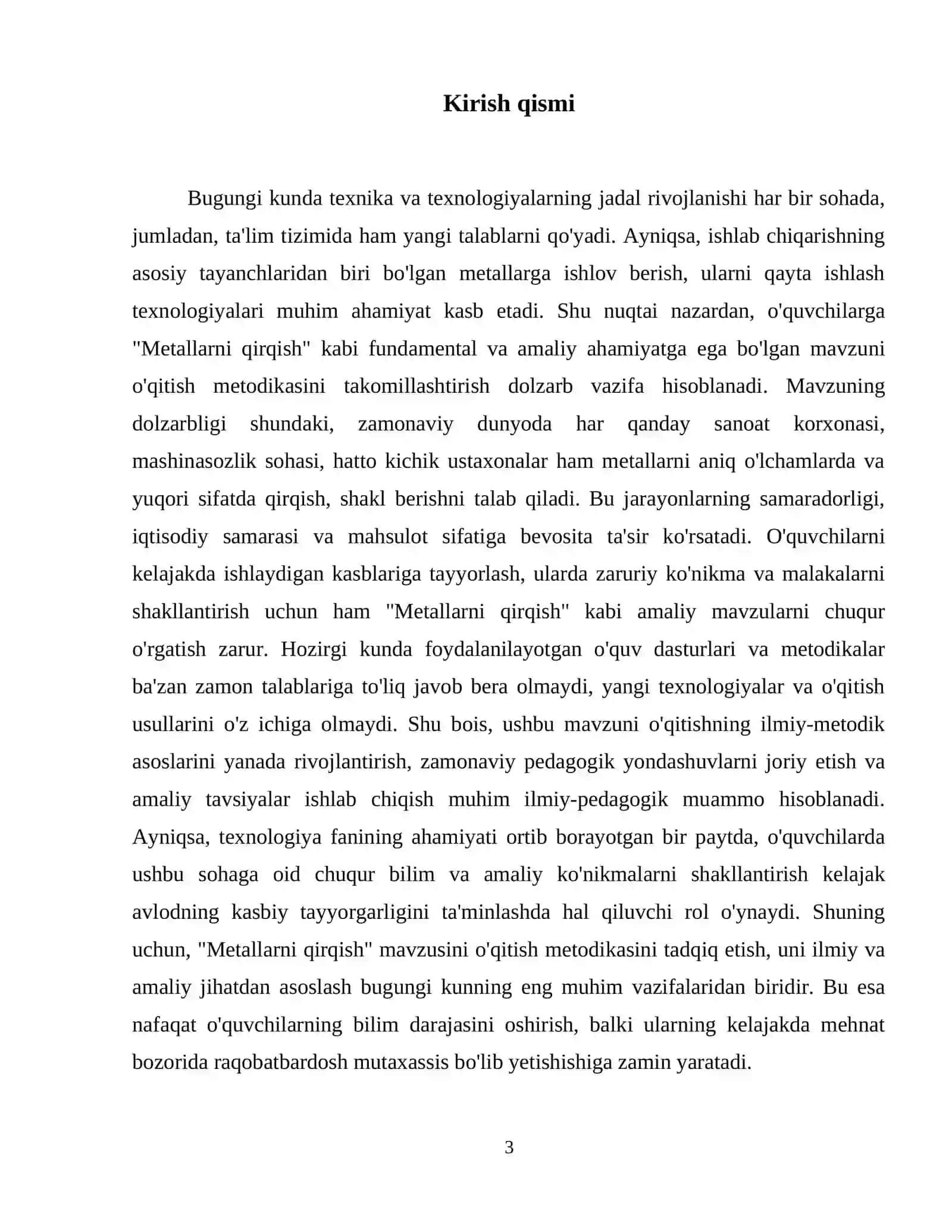 O'quvchilarga "Metallarni qirqish" mavzusini o'qitish metodikasi. 4