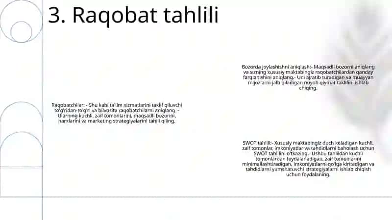 Hususiy Maktab OʻChish Biznes Reja Tadimod 4