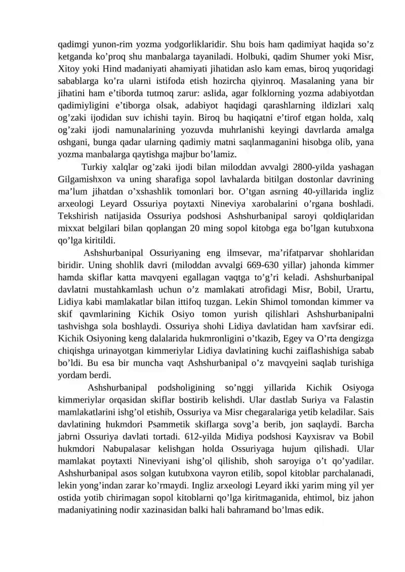 I-MODUL. JAHON ADABIYOTINING QADIMGI DAVRI 4