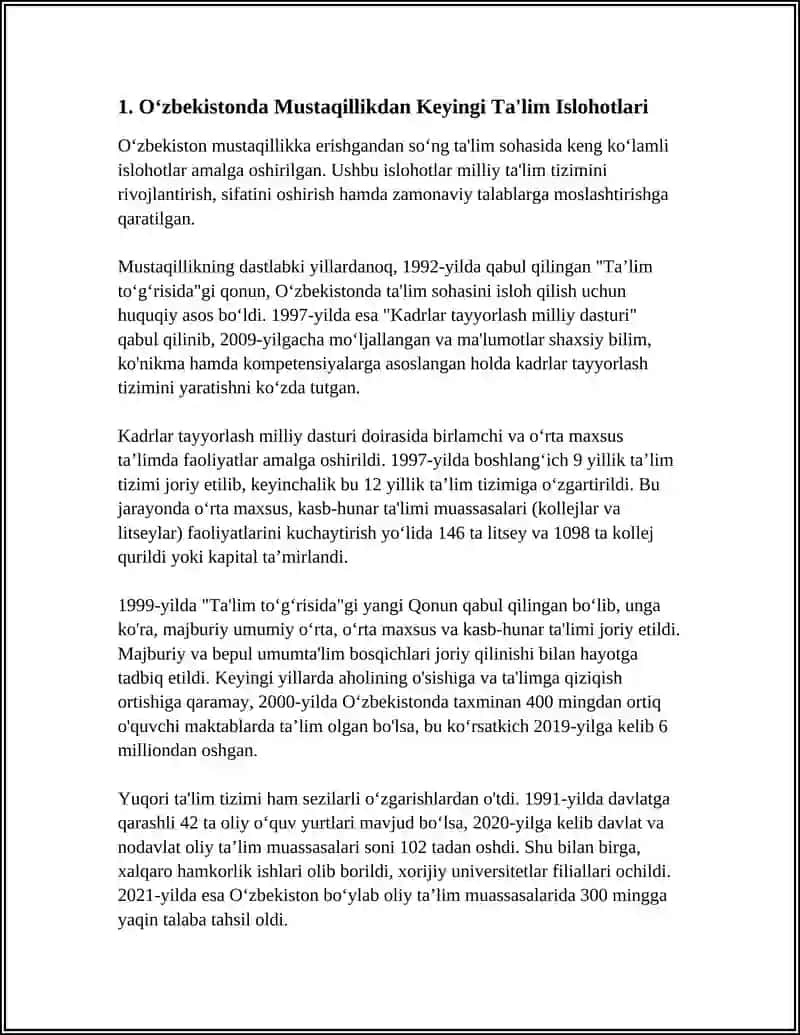 O‘ZBEKISTONDA MUSTAILLIKDAN KEYIN MADANIY VA MARIFIY HAYOT 4