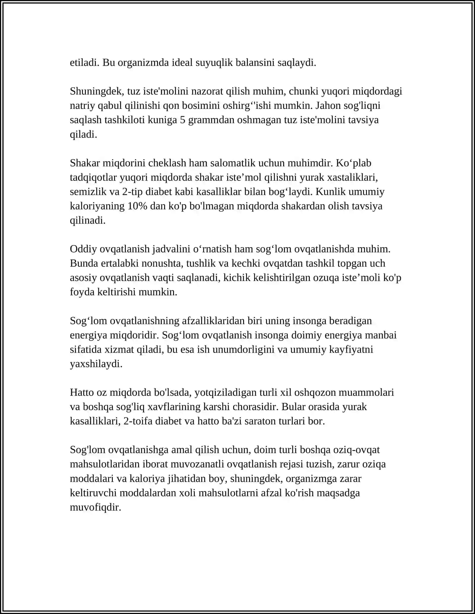 INSON HAYOTIDA SOGʻLOM TURMISH 4