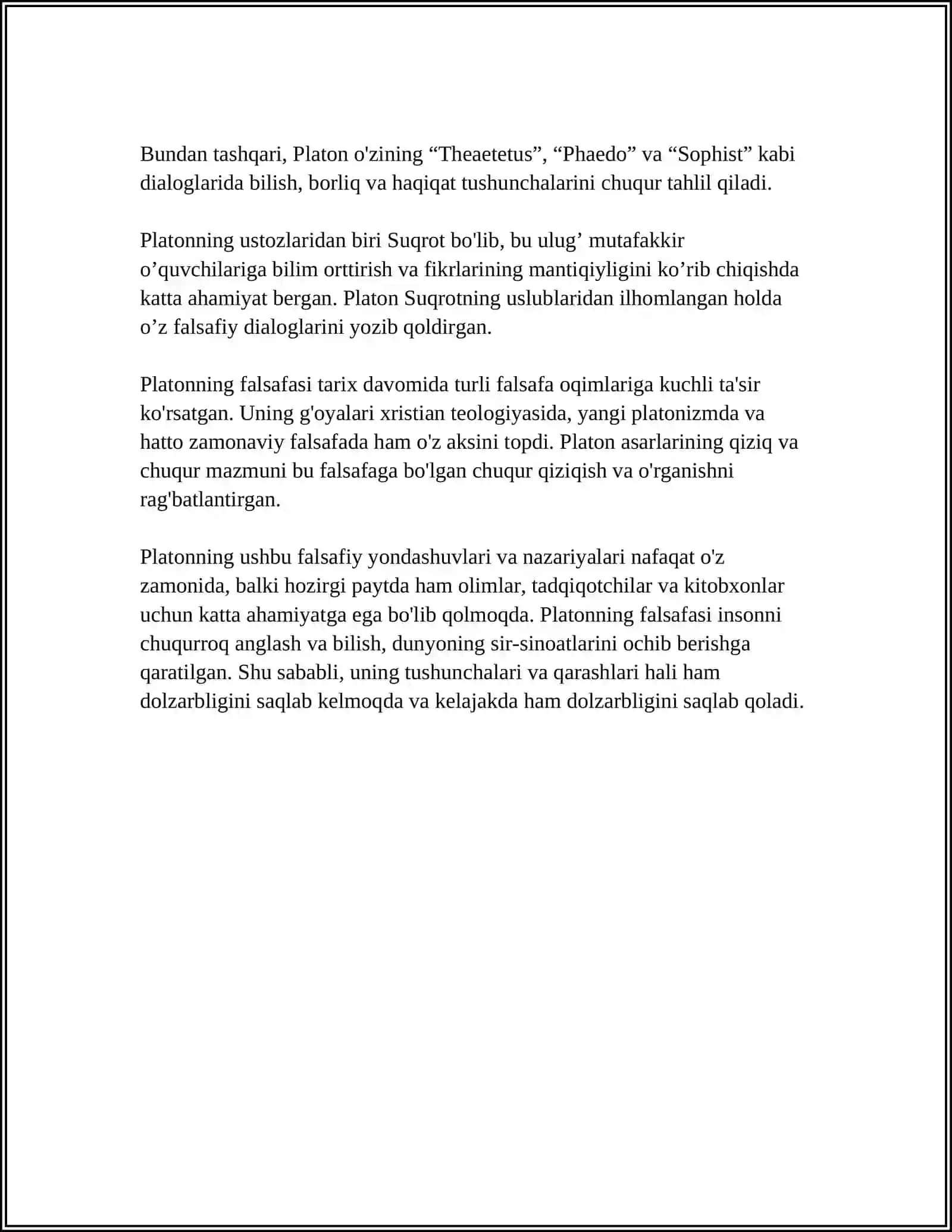 Platonning falsafa mohiyatiga oid ta'rifi va tasnifi 4