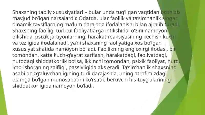 Temperament va xulq-atvor xususiyatlarini diagnostikasi 4