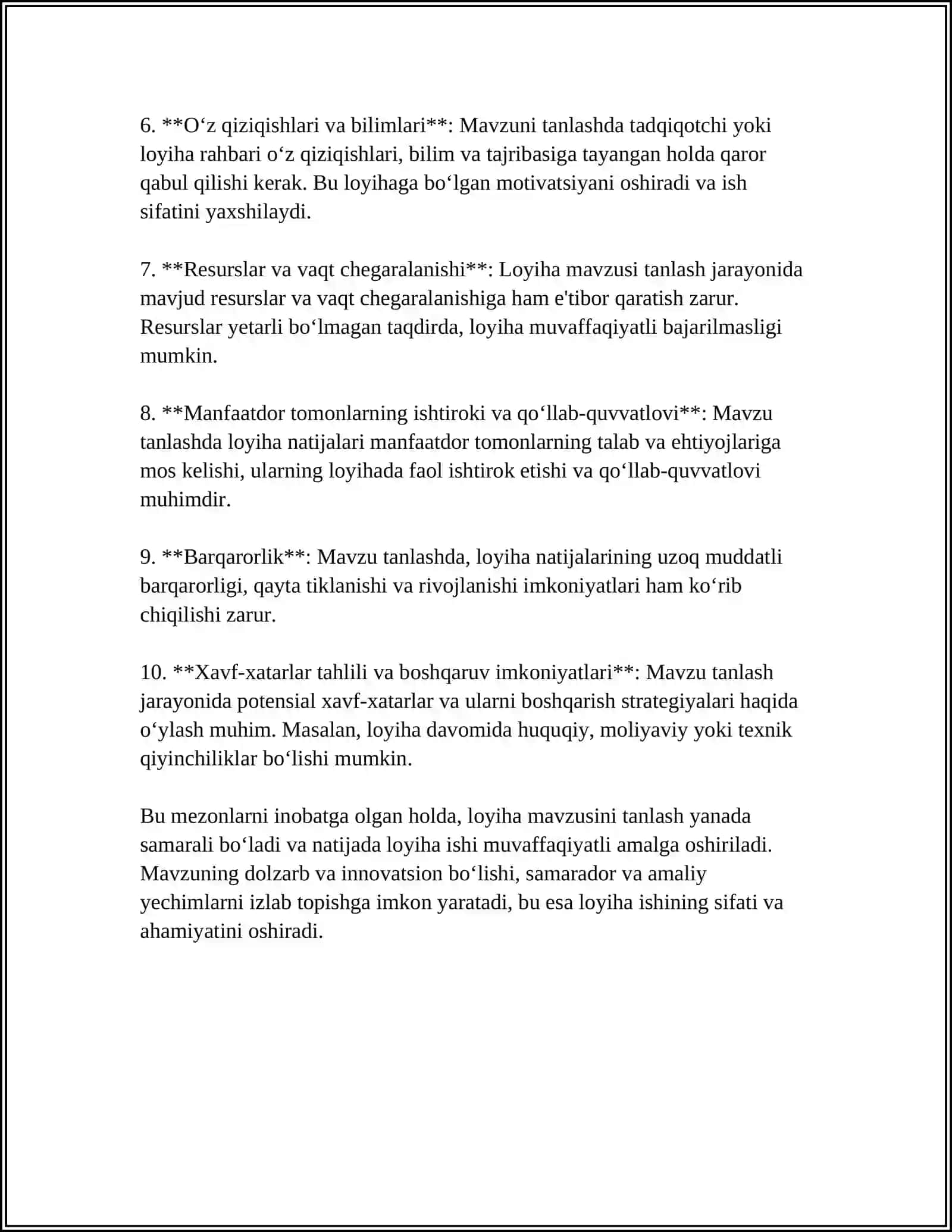 LOYIHA ISHI TAYYORLASH 4